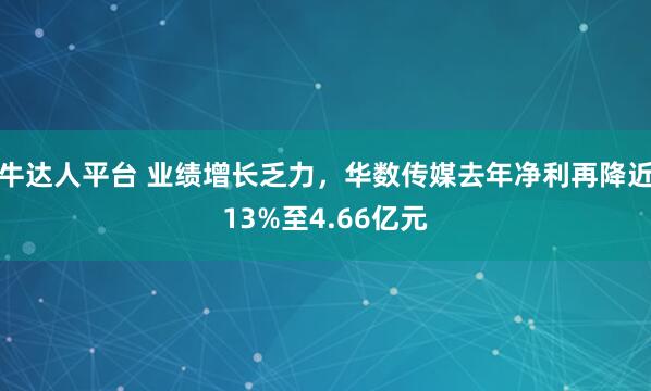 牛达人平台 业绩增长乏力，华数传媒去年净利再降近13%至4.66亿元